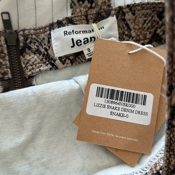 Reformation Lizzie Mini Dress Snakeskin NWT Size 0 - Picture 5 of 5
